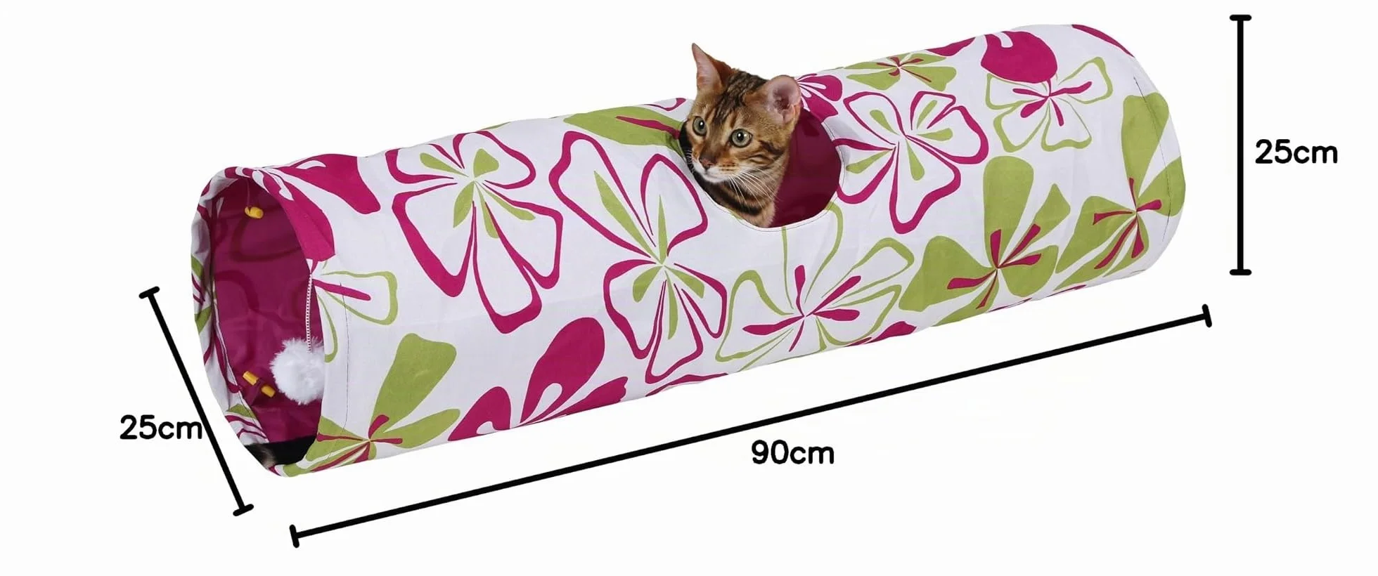 Kerbl Pet Tunnel pour Chat Flower Multicolor, 90cm, Ø25cm