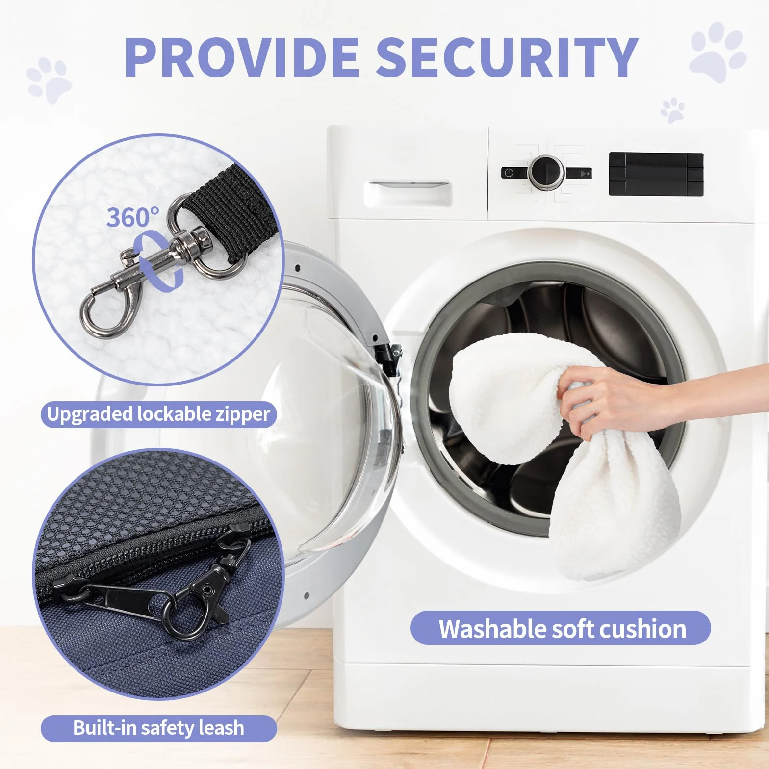 Petsfit Sac de Transport pour Chat Chien Pliable avec 2 Coussins Lavable, pour Voyage Avion Voiture, Bleu