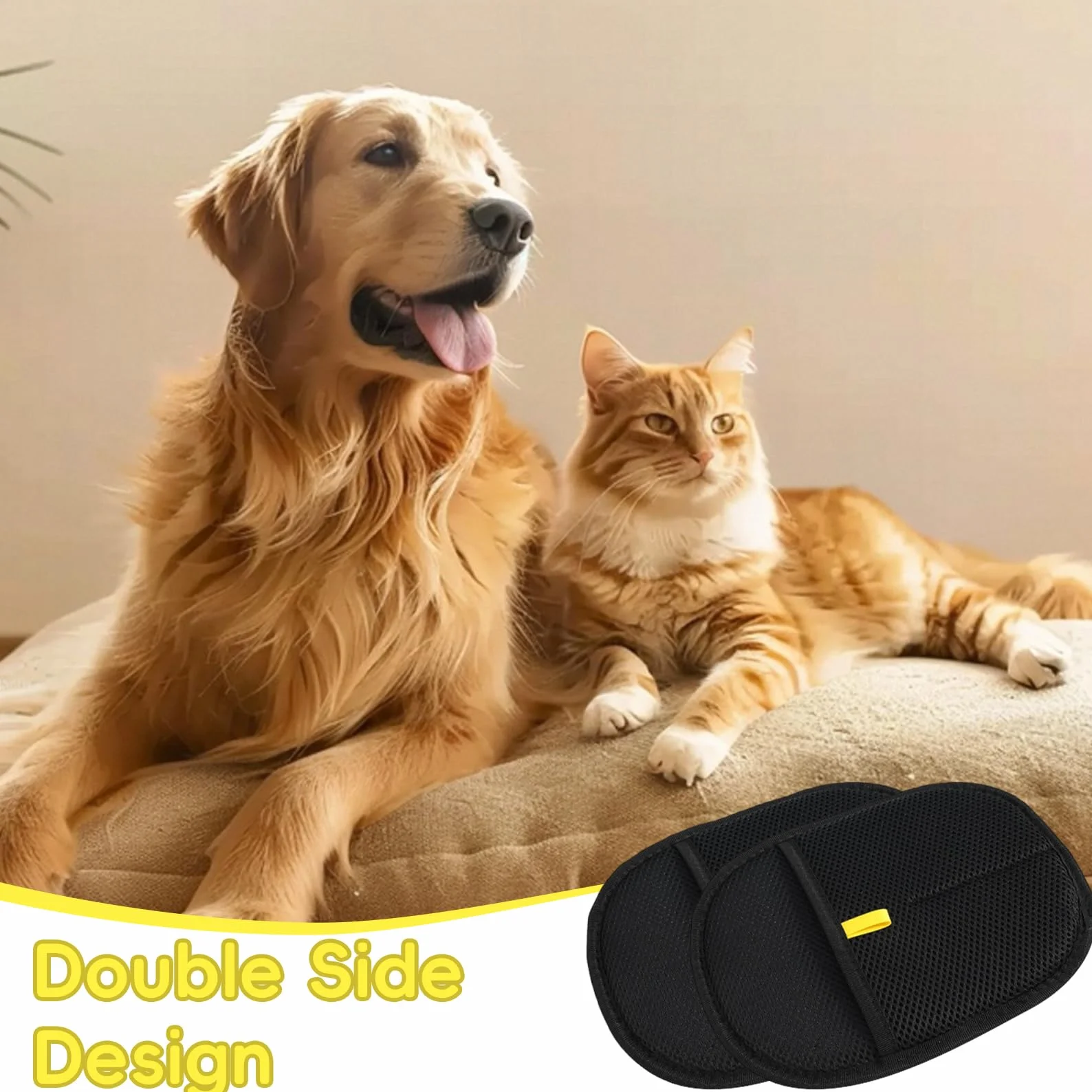 Gant Anti Poils Animaux Brosse Poil Chat 2 Pièces Toilettage