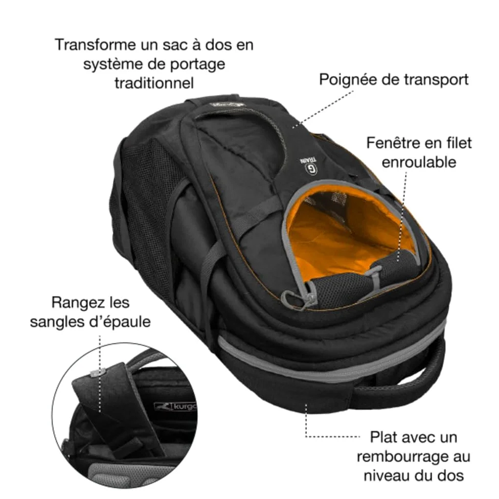 Kurgo G-Train Sac à Dos de Transport, Noir