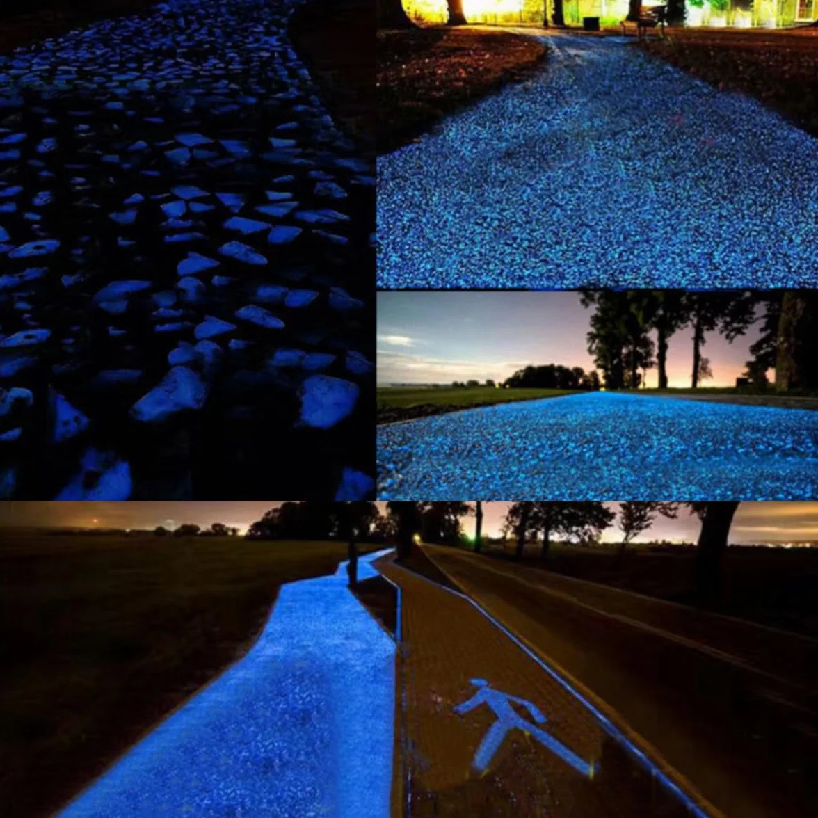Pierres lumineuses fluorescentes aquarium 3-5 mm 150 g bleu clair Lot de 6 000