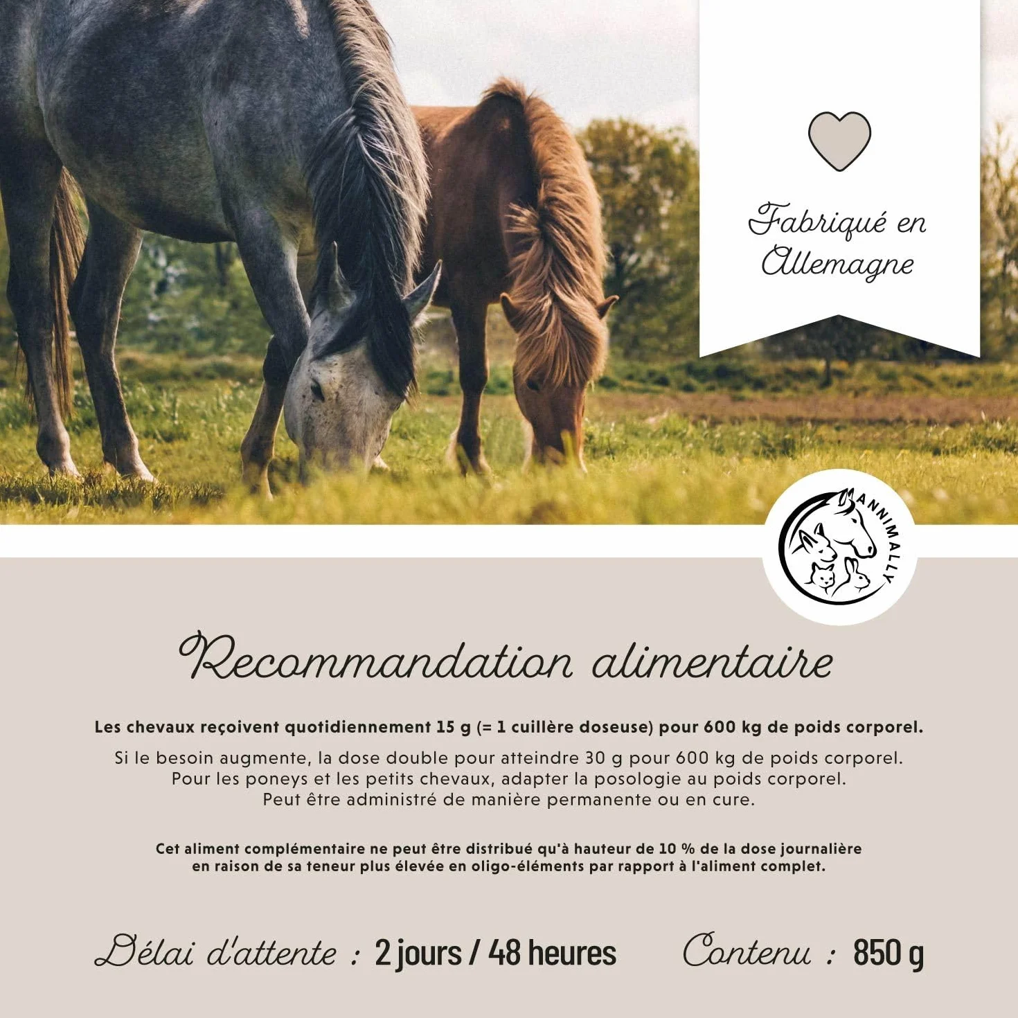 Poudre articulation cheval 850g collagène camomille MSM glucosamine acide hyaluronique chondroïtine complément alimentaire arthrose