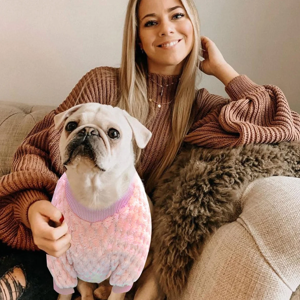 Pull Polaire Chien Chat Manteau Hiver Chaud L Rose