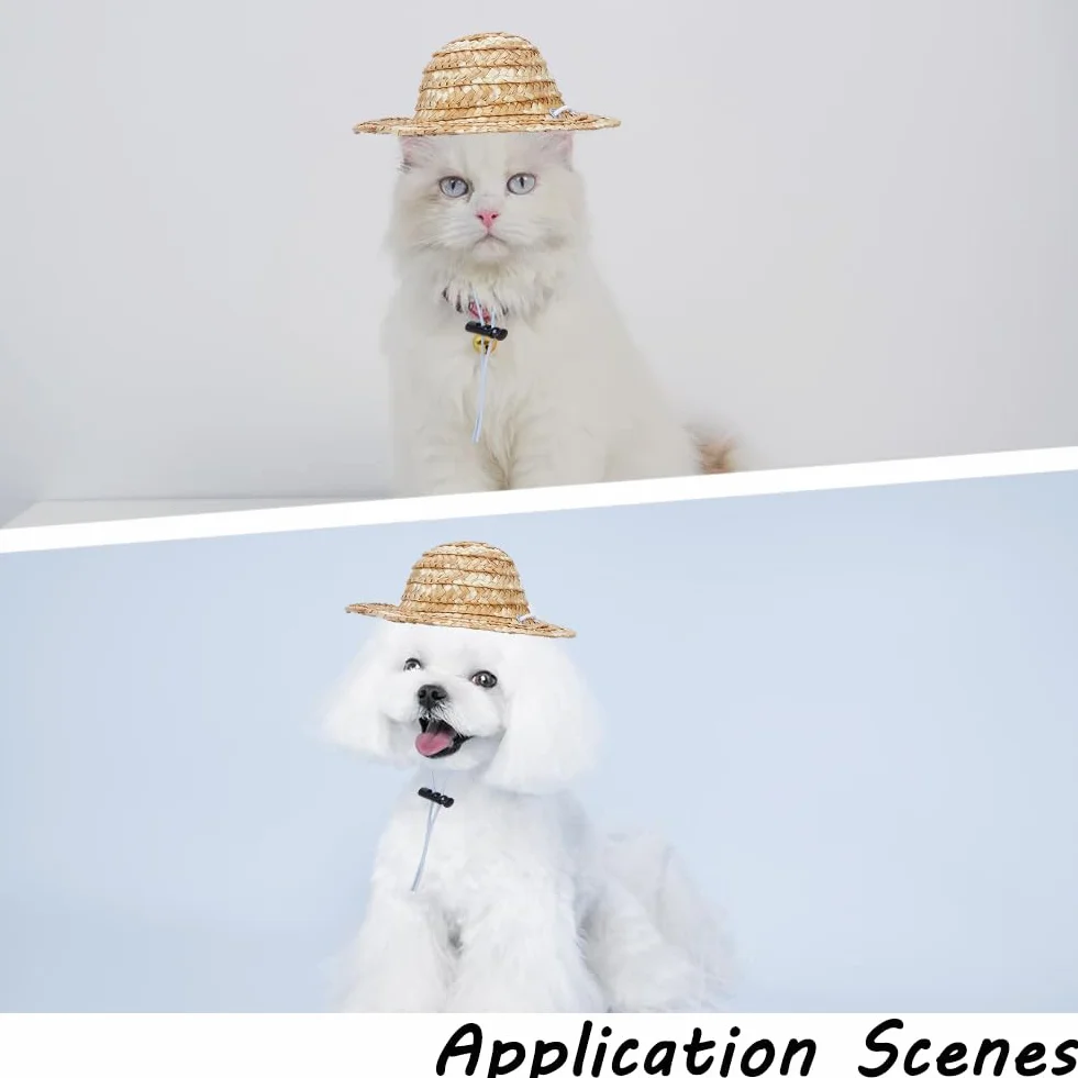 GORGECRAFT Chapeau de paille réglable pour chien chaton avec sangle menton été plage