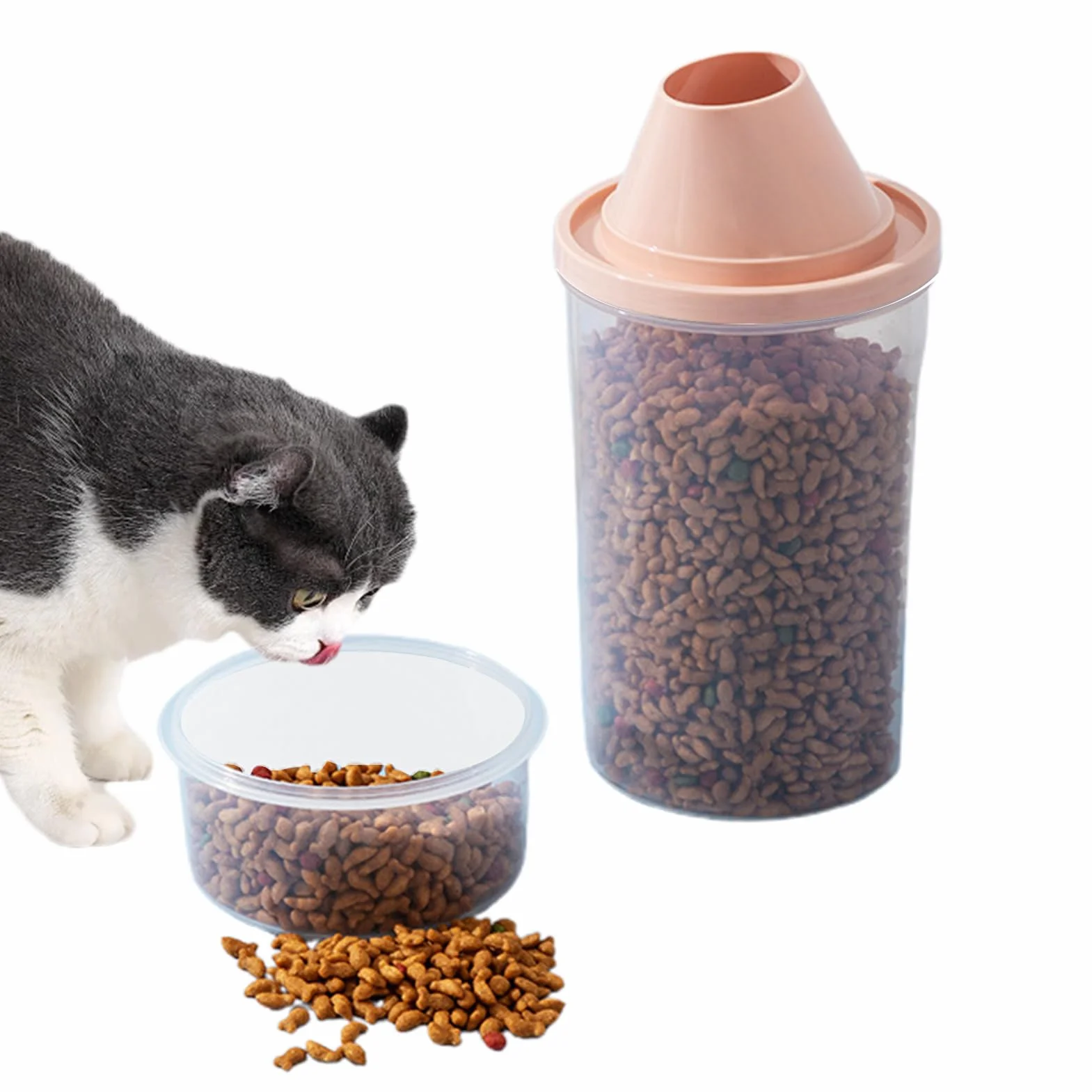 Distributeur De Nourriture Pour Chien – Grande Mangeoire Transparente, Stockage D'alimentation Pour Animaux De Compagnie, Support De Croquettes Sèches, Fourniture De Repas De Voyage, Conception De Pot