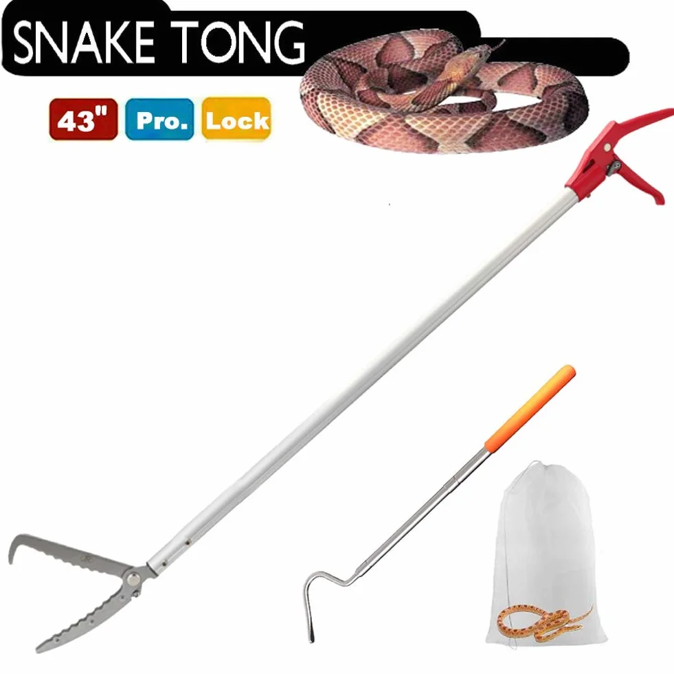 Pince à serpent pour reptiles 43 cm en alliage d'aluminium - Outil de manipulation de la mâchoire large