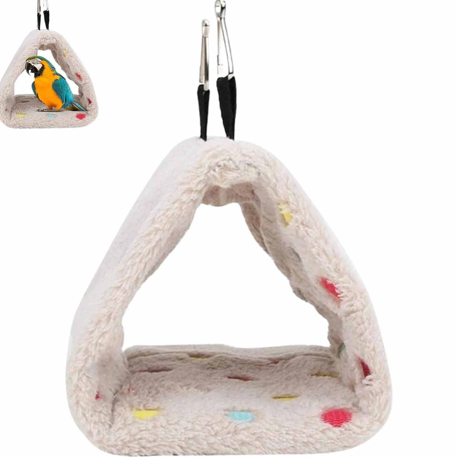 Nid D'Oiseau Hamac, Hamster Perroquet Suspendu Cage Tente, Nid d'Oiseau Chaud en Peluche, Mignon Hamac pour Animaux Doux avec Crochet, Hamac Jouet
