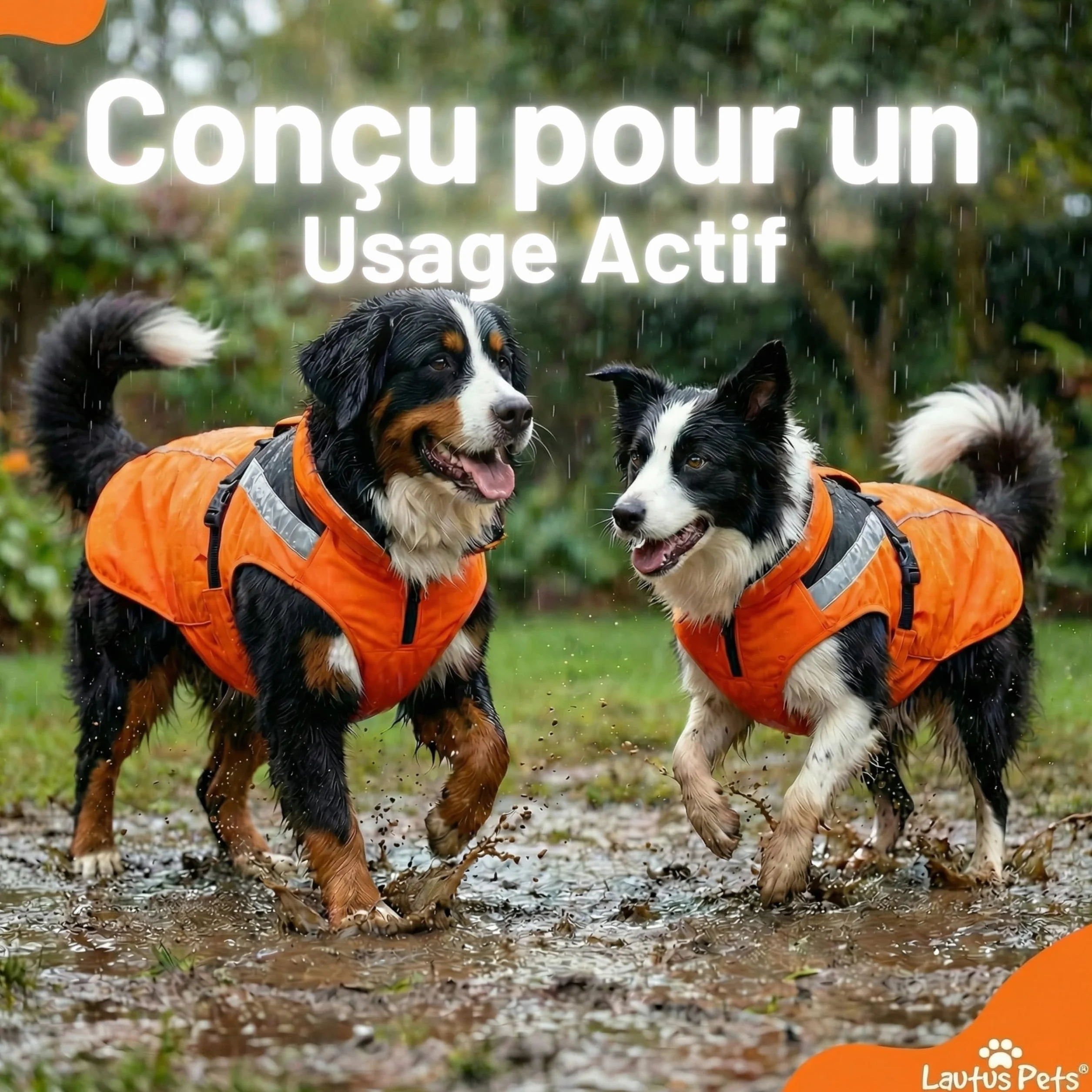 Manteau de Pluie imperméable Chien Bandes réfléchissantes Ouverture Laisse Taille XL Orange