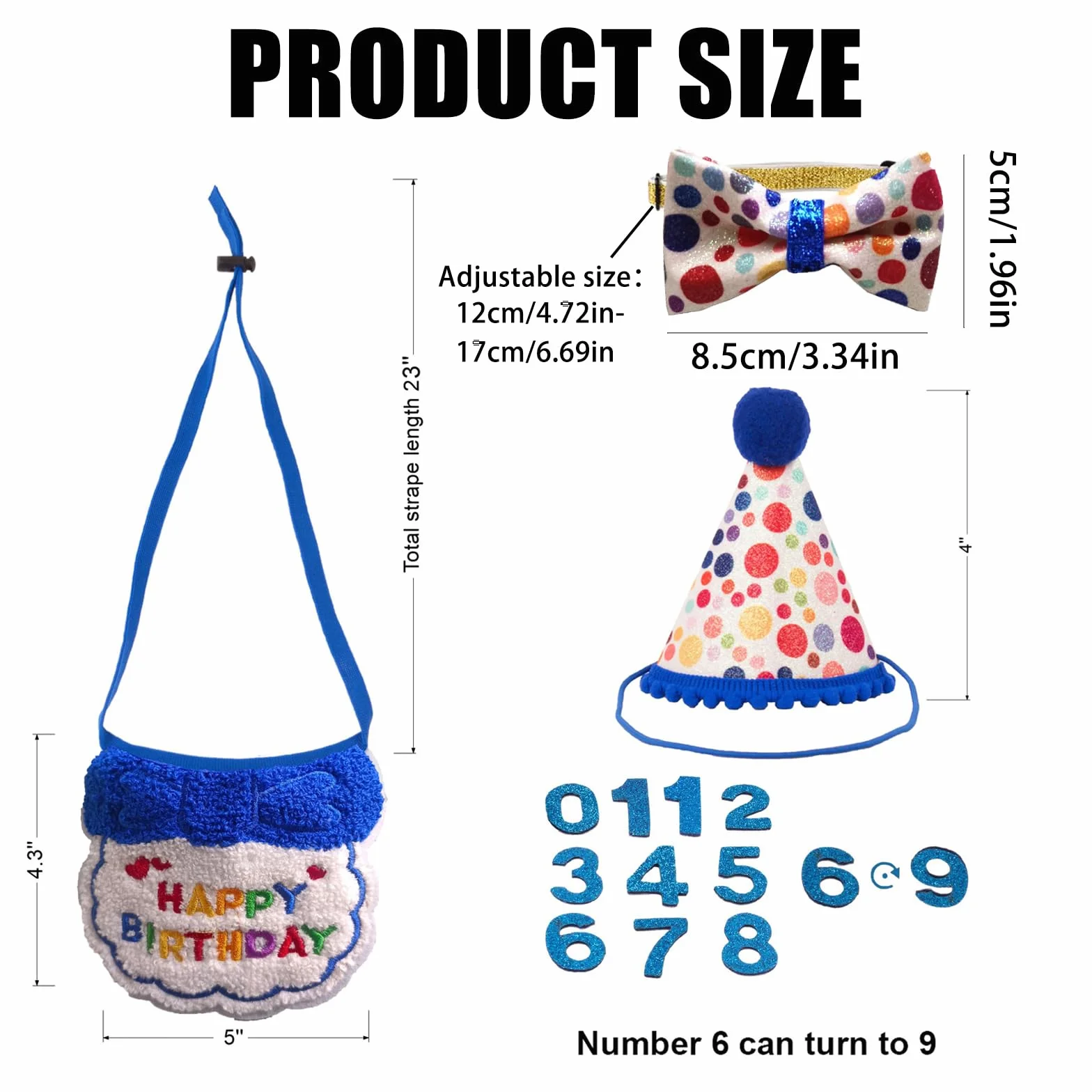 Lot de 4 chapeaux et bandanas pour chat avec nœud papillon réglable - Décorations de fête d'anniversaire pour animaux