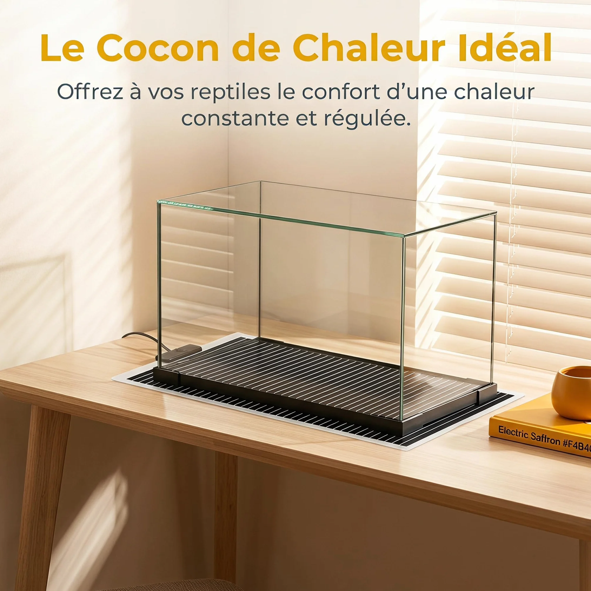 Tapis Chauffant pour Terrarium 45W avec Thermostat Réglable 31,44 x 11,12 x 0,04inch