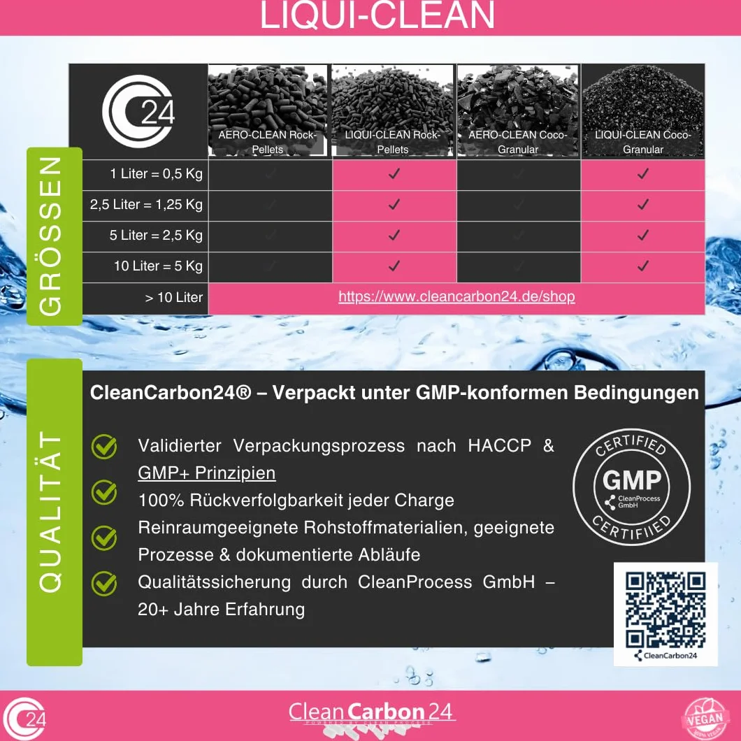Charbon Actif granulés de coquilles de Noix de Coco 2,5 litres pour Traitement de l'eau 0,6-2,36 mm 8 x 30 Mesh