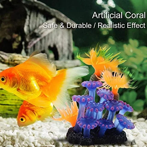 Corail Artificiel Anémone Lumineuse Silicone Décoration Aquarium