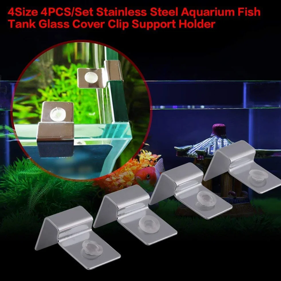 Aquarium Verre Couvercle Clip Support en Acier Inoxydable 4 PCS/Set