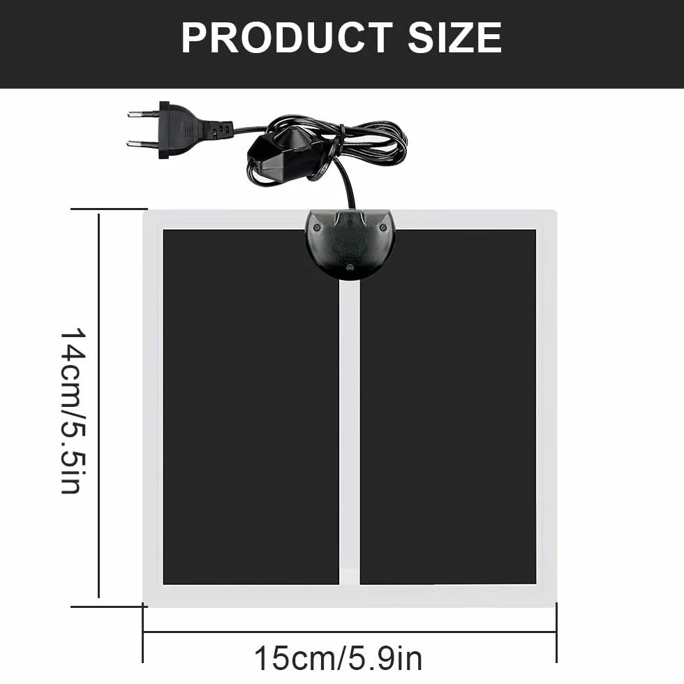 Tapis Chauffant Reptile 5W pour Terrarium avec Contrôle de Température Réglable 14x15cm