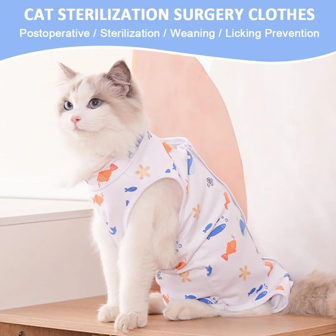 Combinaison Chat Post Operatoire Femelle/Male pour après Stérilisation Taille L 36 cm tour de poitrine 31 cm dos 4-7 kg