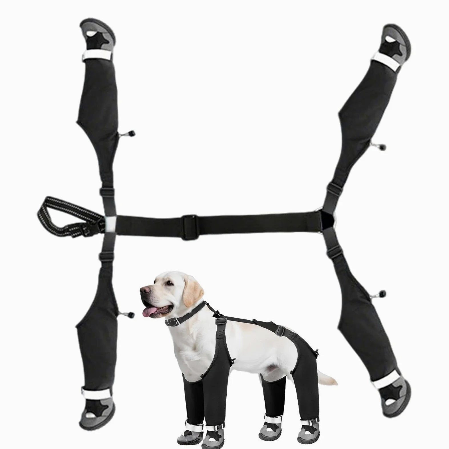 Bottes De Neige À Bretelles Pour Chien Chaussons Ajustables Anti-Dérapant | Chaussures À Suspentes Pour Chien Pour Marche Extérieure Hiver Neige Pluie