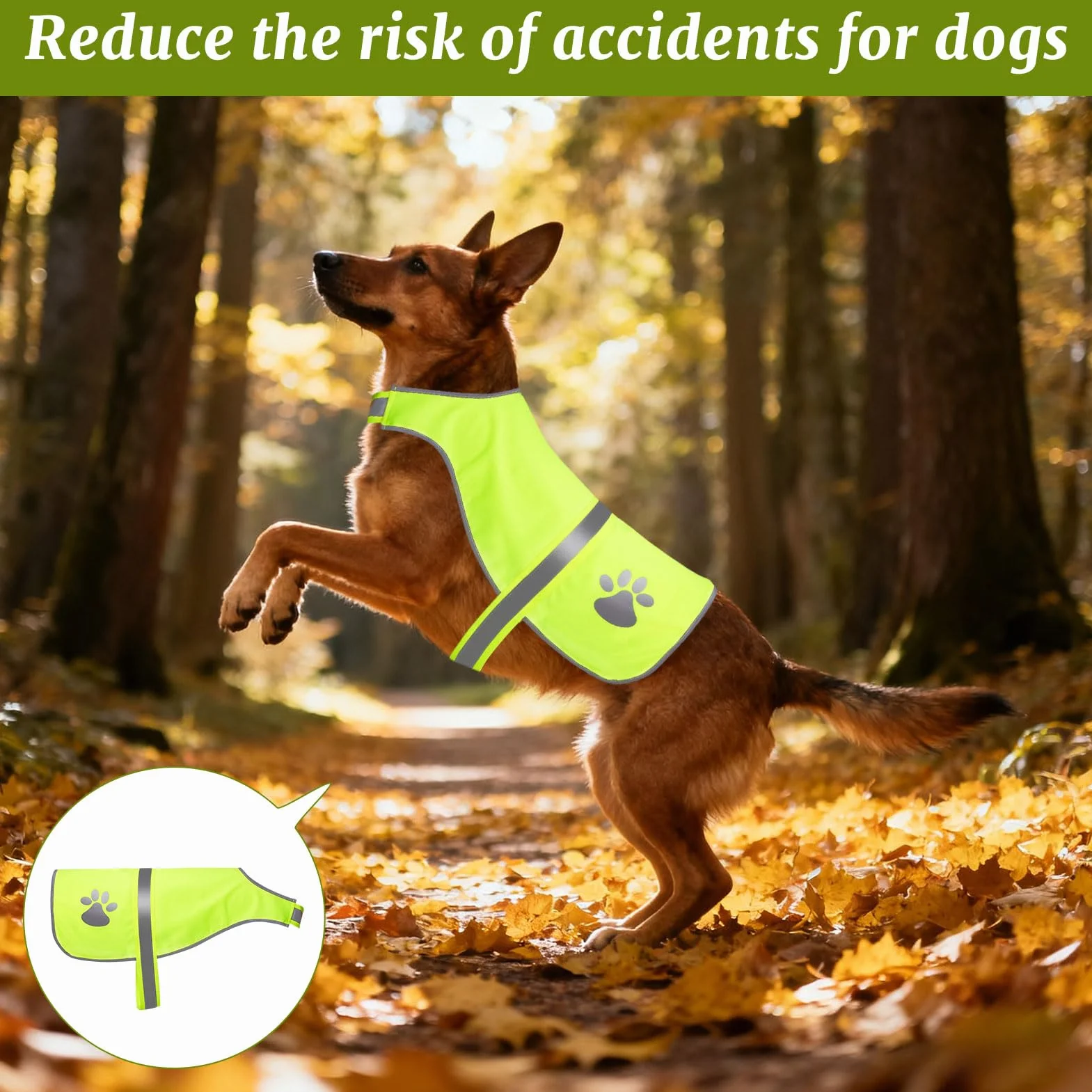Gilet Jaune Chien Fluo Réfléchissant pour Promenades Nocturnes Petit Grands Chiens