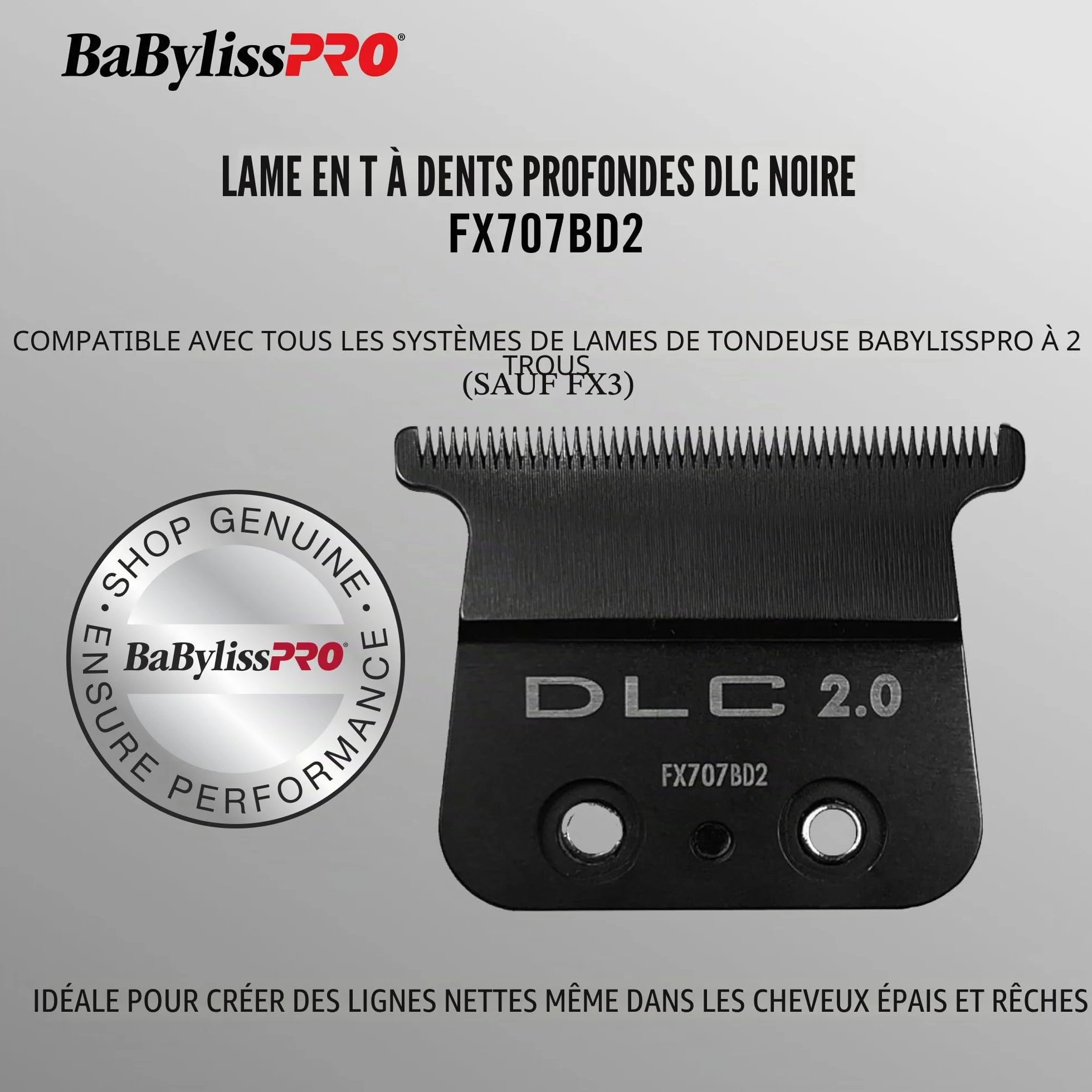BaBylissPRO FX707BD2 DLC 2.0 Lame en T à dents profondes 1 carat