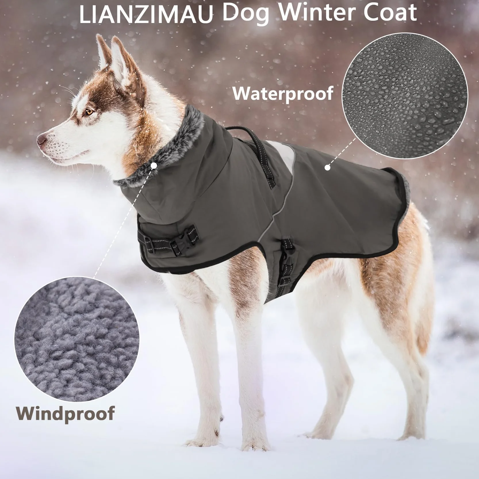 Manteau pour Chien imperméable avec Harnais, Hiver Chaud Réflecteurs Petite Moyenne Grande Taille
