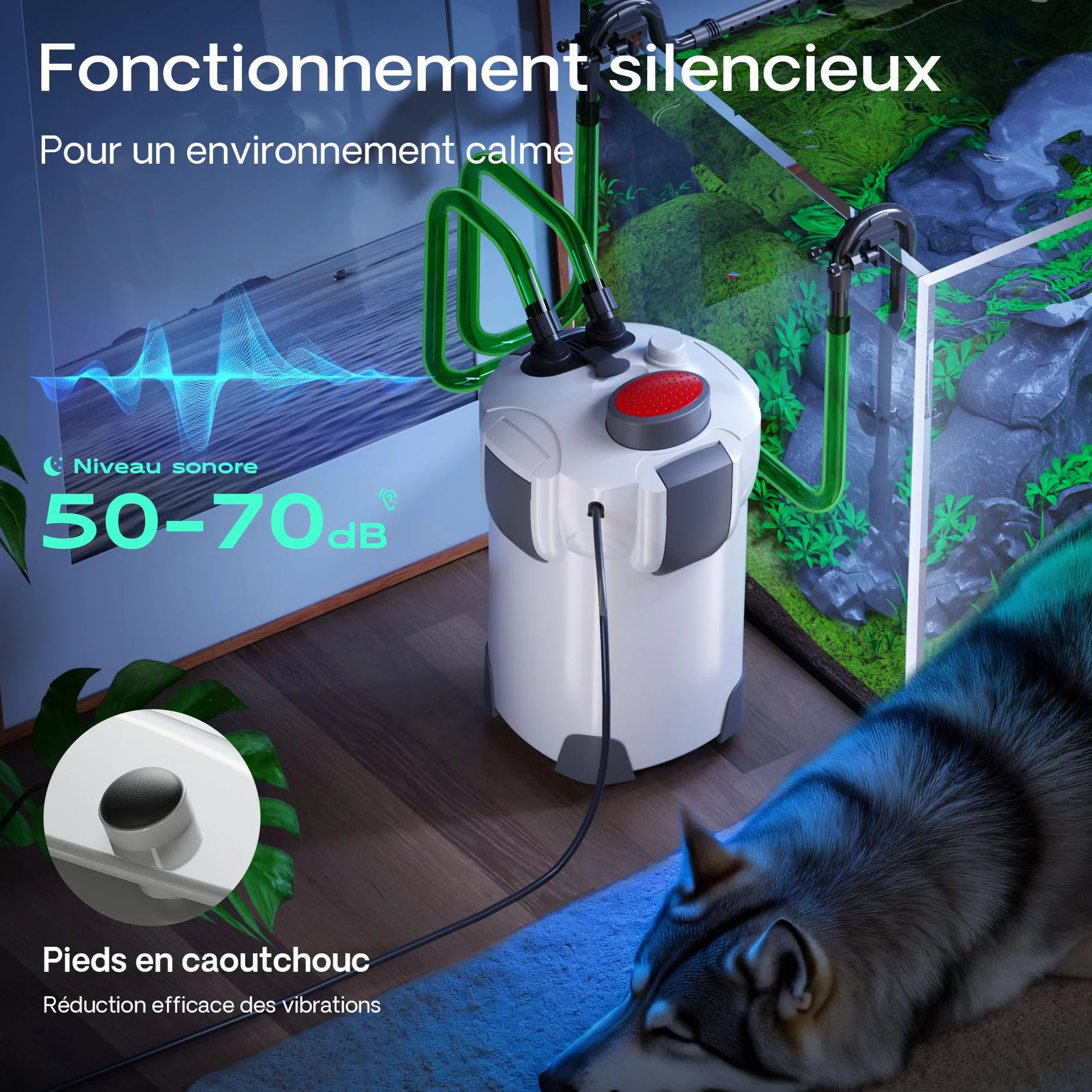 SunSun HW-302 Filtre extérieur pour Aquarium 1000 l/h 3 Étapes de Filtration 18W