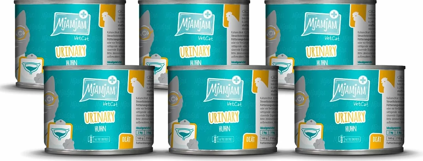 MjAMjAM VetCat - Premium Nourriture Humide pour Chats - Régime - Urinary - Poulet, Paquet de 6 (6 x 200g), sans céréales