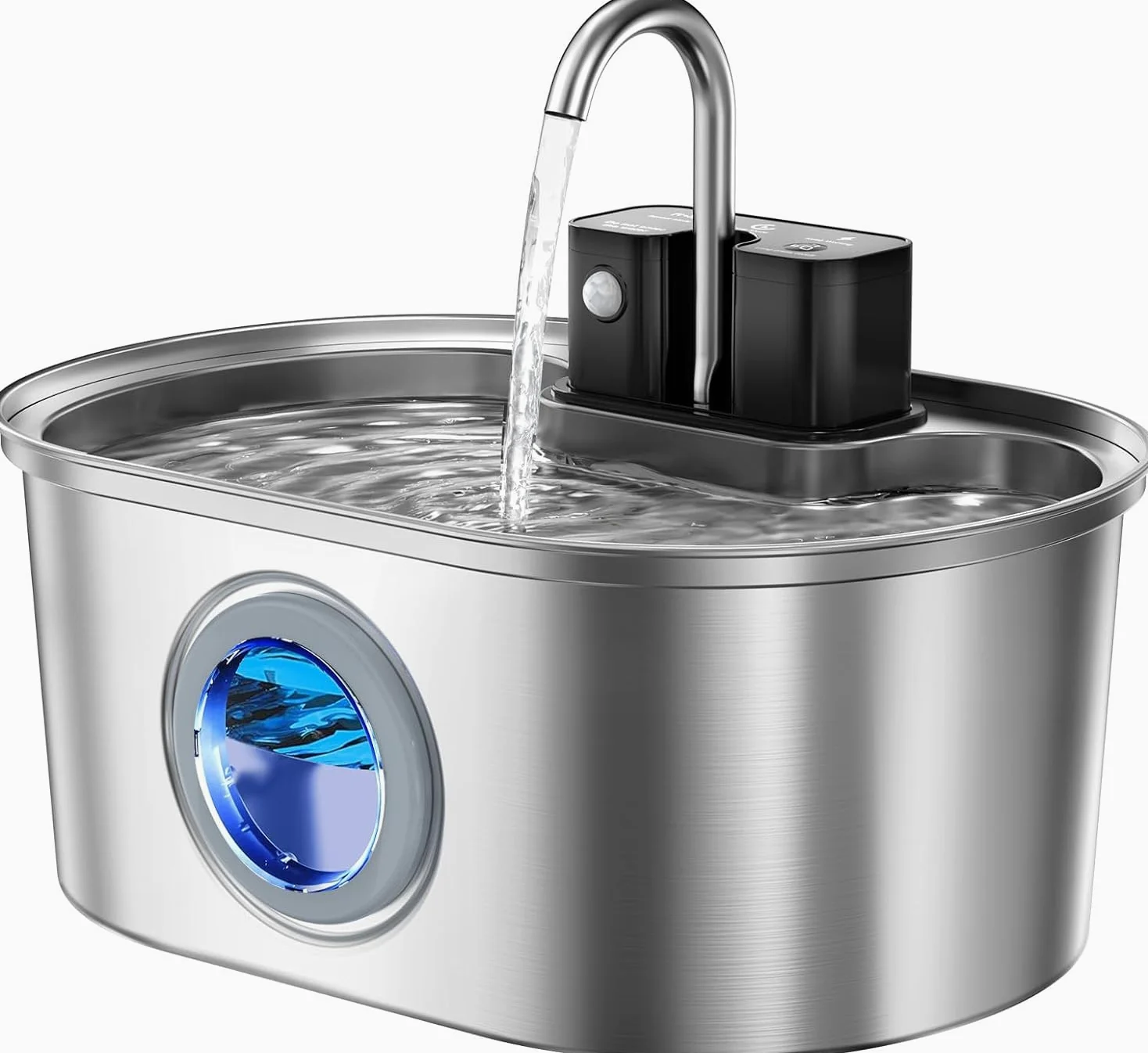 Fontaine à Eau sans Fil pour Chat 3,2 L – INOX, à Piles, avec capteur de Mouvement, Pompe silencieuse, Filtration Multiple, sans BPA, Facile à Nettoyer, pour intérieur