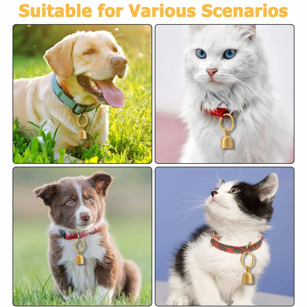 Cloche à Breloques pour Collier Chat, Clochette en Cuivre pour Animaux avec Boucle de Suspension