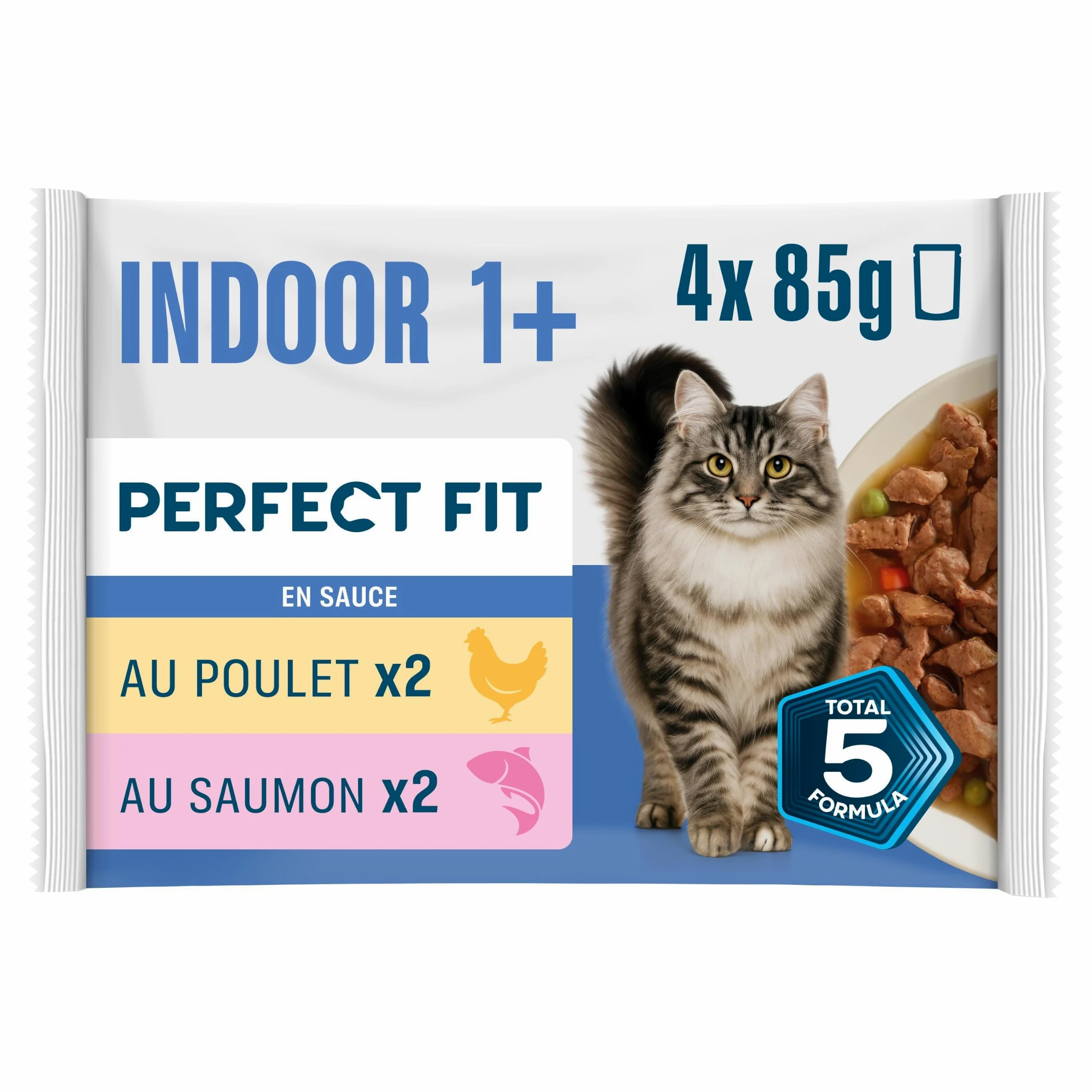 Sachet de Nourriture pour Chat Indoor 1+, 4 x 13 x 85 g au Poulet et aux Petits Pois/au Saumon et aux Carottes (Pack de 52)