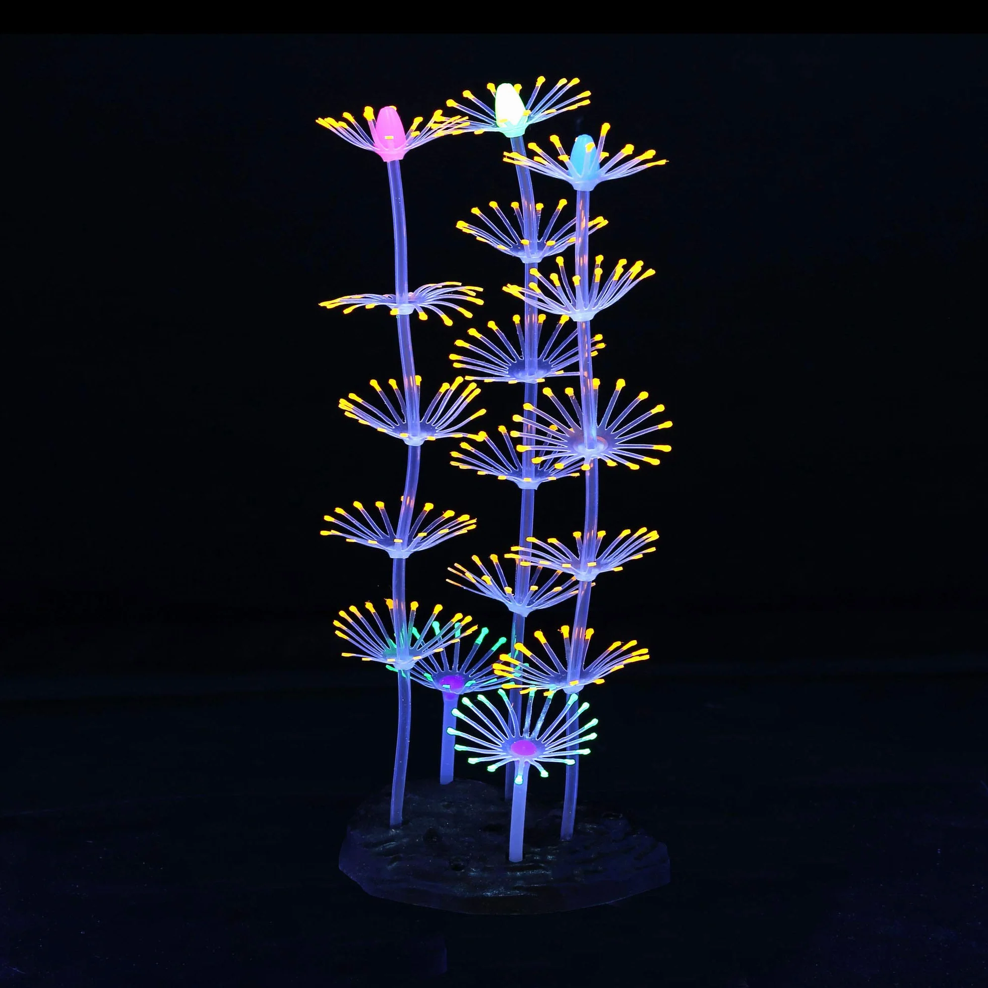 Lot de 4 plantes lumineuses pour aquarium corail lotus varech anémone