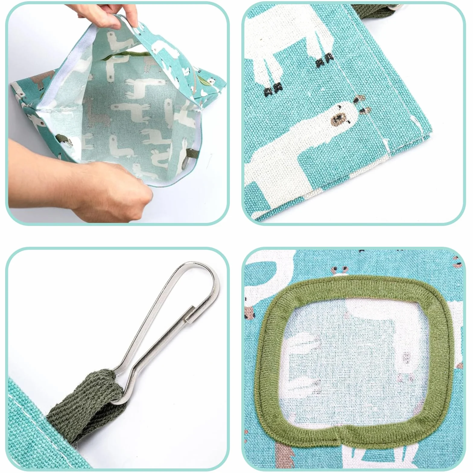 Sac à Foin pour Lapin, Distributeur de Foin Suspendu avec 2 Fenêtres, Accessoire pour Petits Animaux Chinchilla Cochon d'Inde