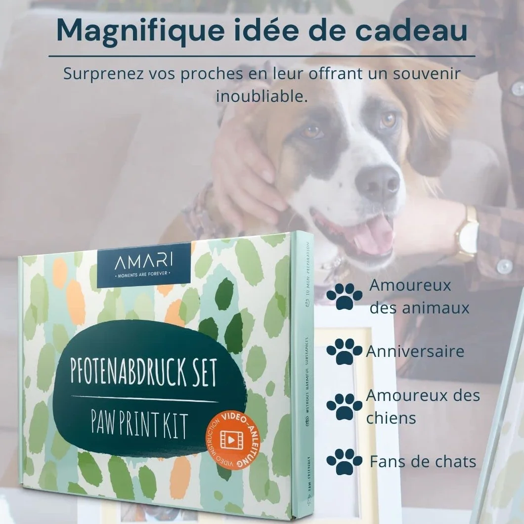 Cadre Photo en plâtre Animal de Compagnie avec Lettres et Chiffres – Empreinte Chien et Chat kit