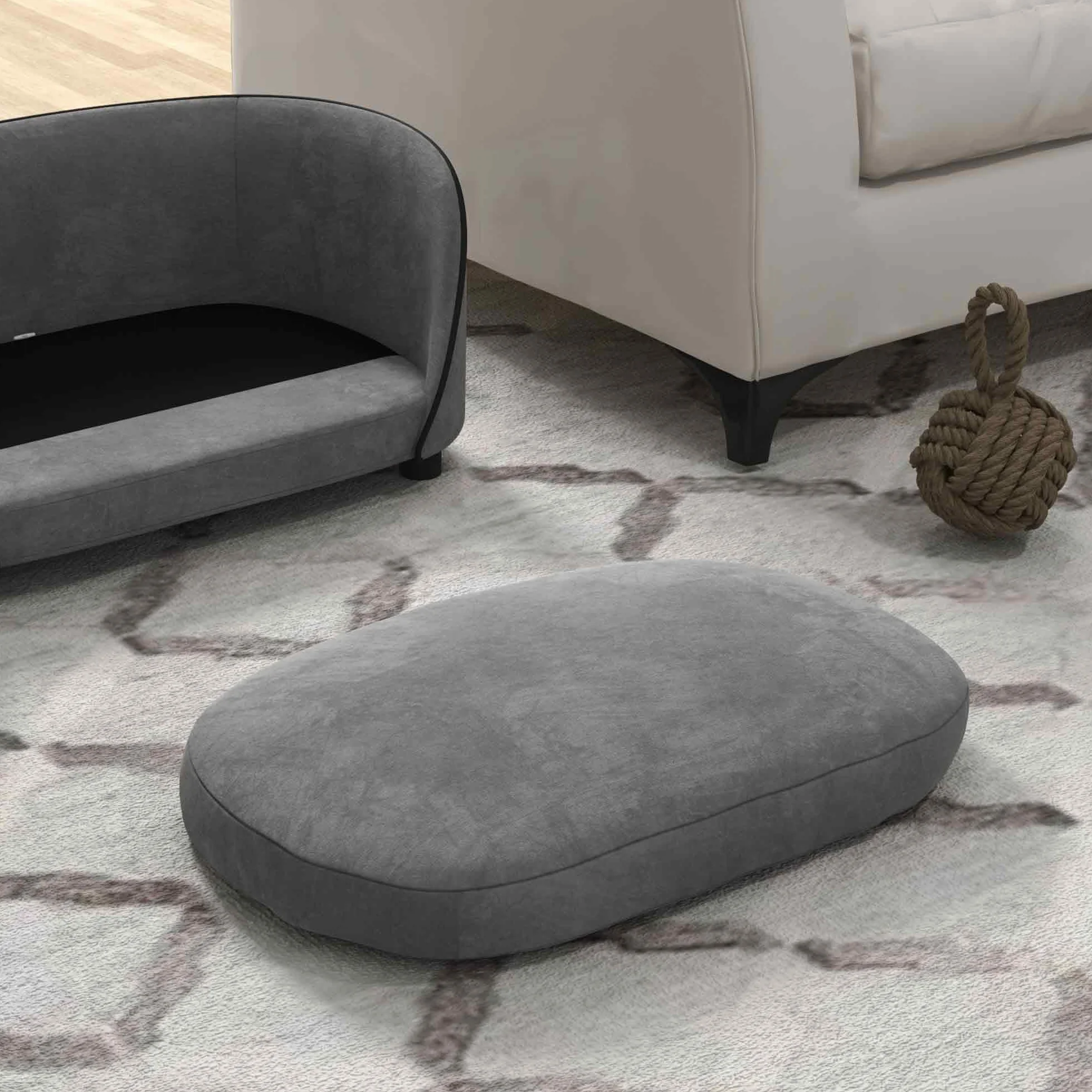 PawHut Canapé pour Chien en Velours néerlandais, Coussin Doux, Housse Amovible et Lavable, pour Petite à Moyenne Taille, Gris
