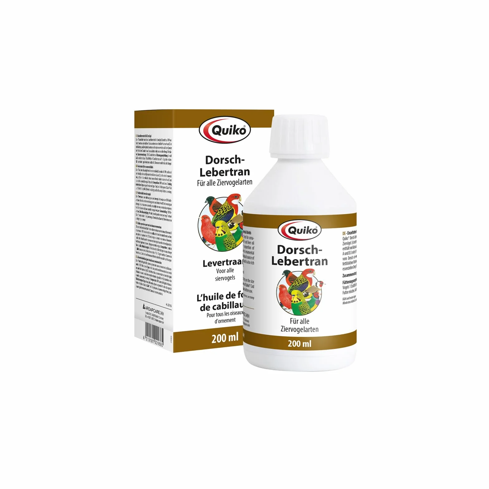 Quiko Huile de Foie de Morue 200ml Complément Alimentaire pour Oiseaux