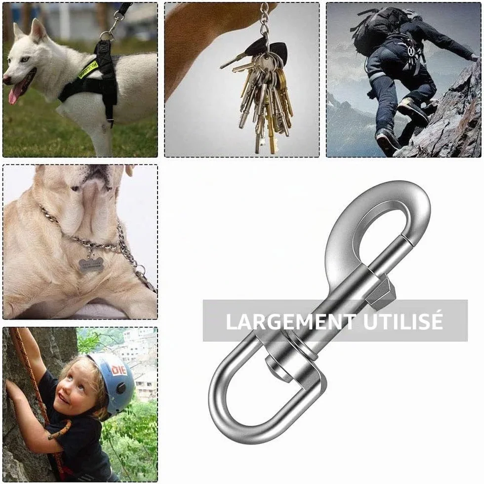 Mousquetons Crochets Pivotants pour Collier Chien Sac à Dos Clef de Voiture 2 Pièces