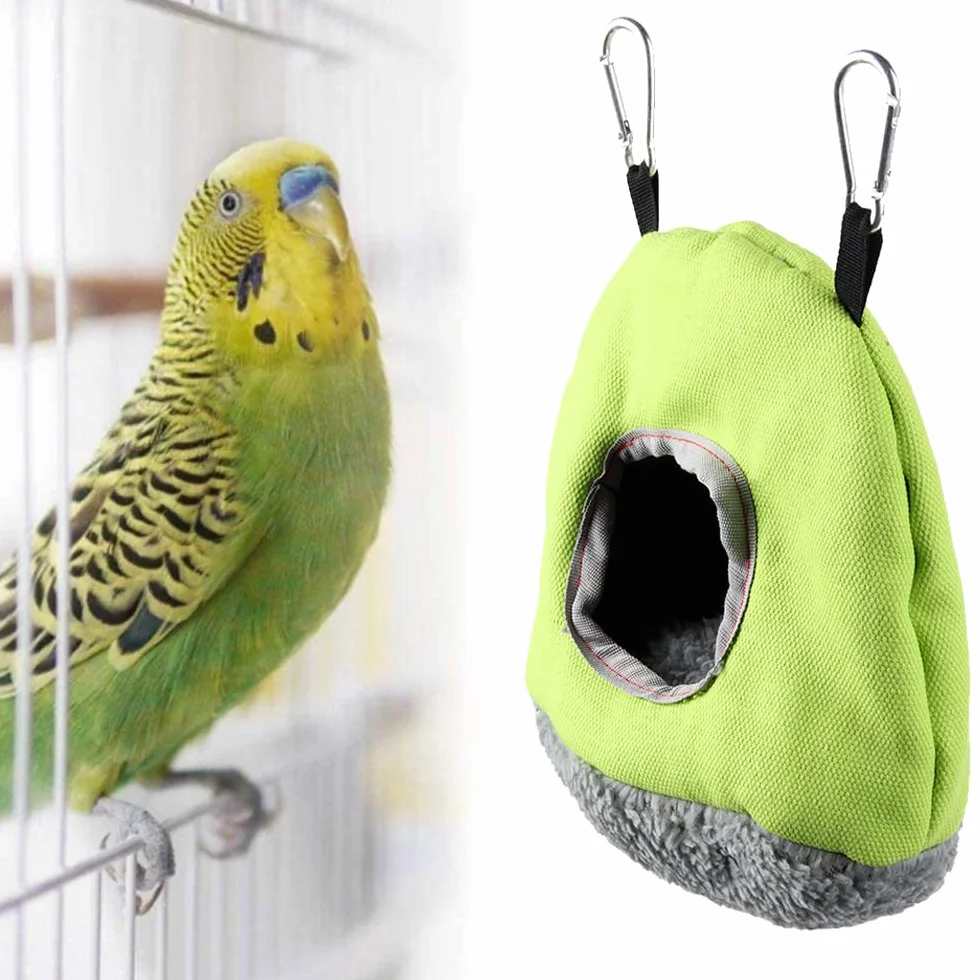 Nid d'oiseau Hiver Cabane Perroquet Suspendu Peluche Rond Doux Vert