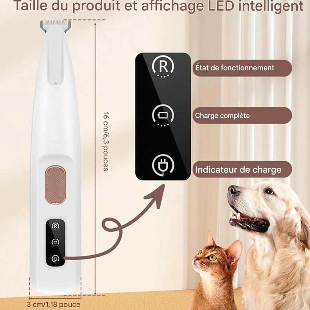 Tondeuse pour Chat Patounet Électrique Ultra-Silencieuse Rechargeable Lames Sûres Hypoallergéniques