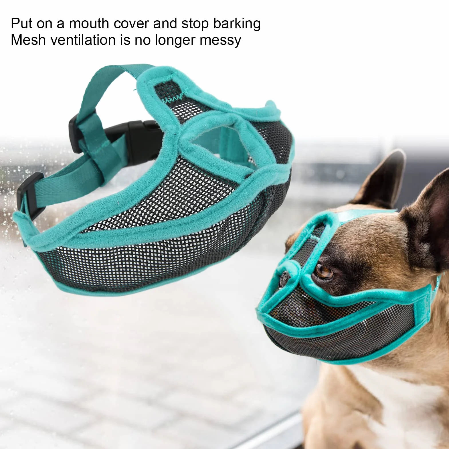 Muselière Courte pour Bouledogue en Respirante Anti-Morsure pour Bouledogues Français, Carlins, Chihuahuas, Sangle Réglable, Ajustement pour Chiens à Nez Court,