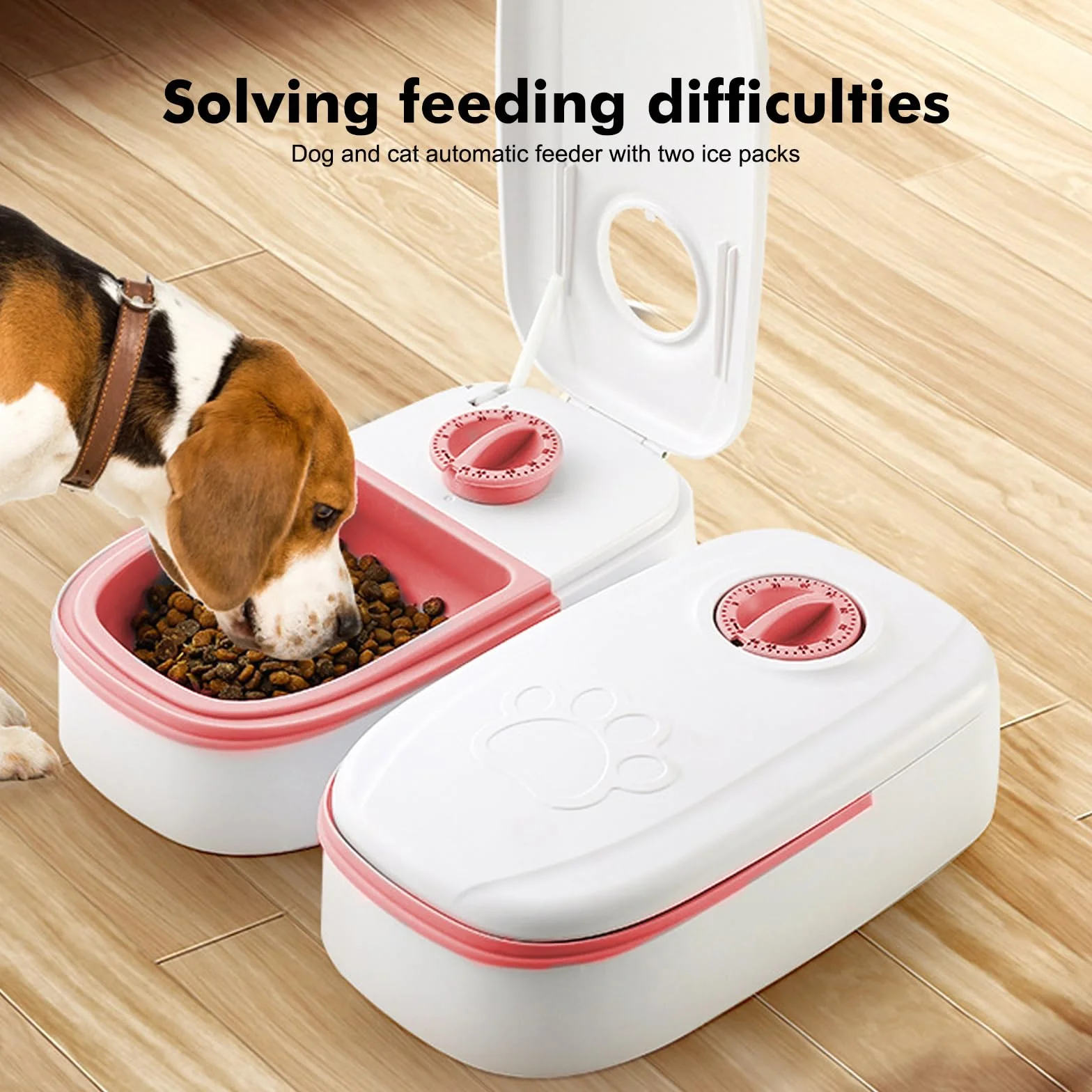 Distributeur automatique de nourriture humide pour chat 2 repas minuterie 48 heures 700 ml pour chats et petits chiens nourriture humide et sèche