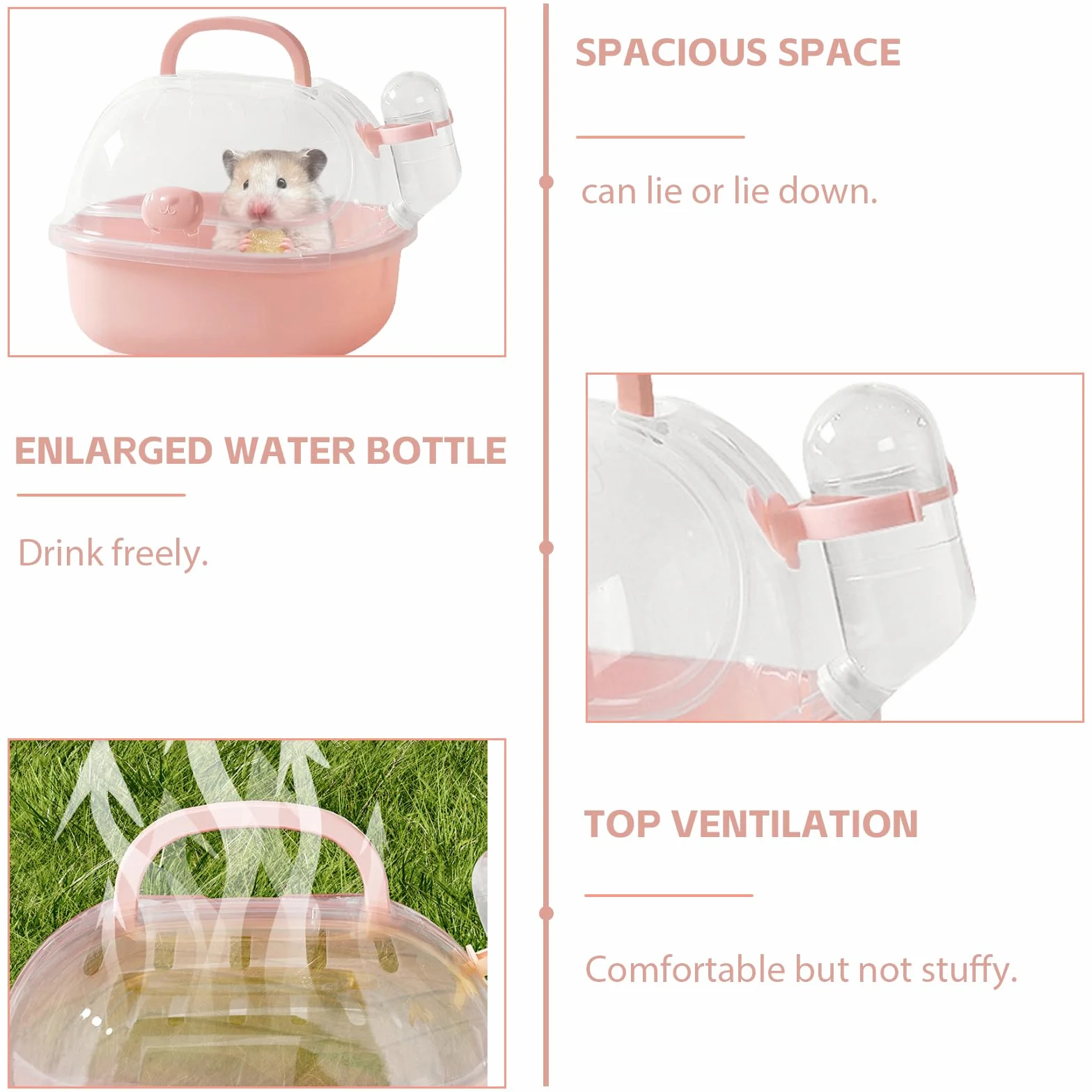 Cage de transport portable pour hamster 20 x 18 x 19 cm avec bouteille d'eau