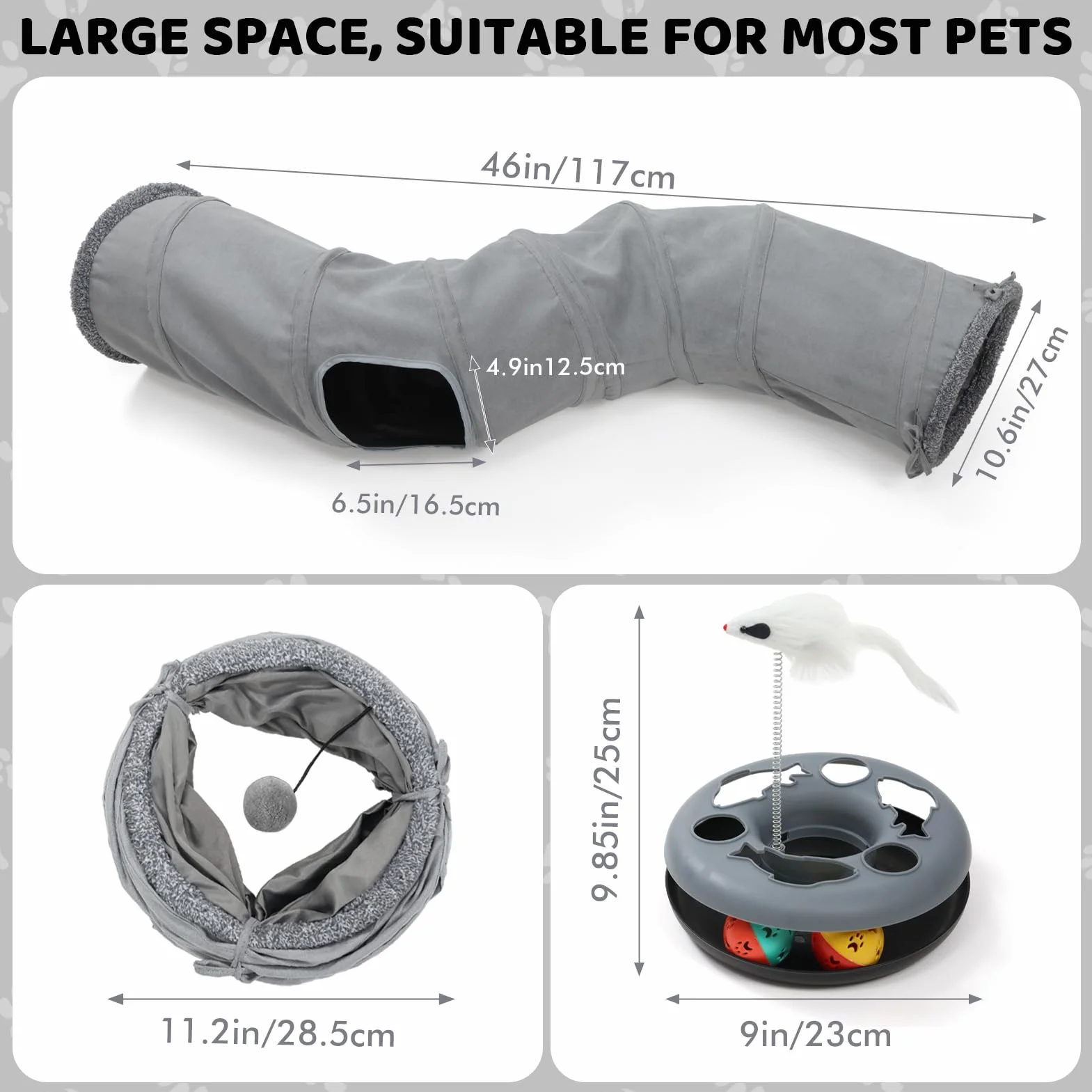 XIAPIA Tunnel pour Chat Pliable, Jouet Interactif pour Chaton et Chiot, Tunel Chat Jeu avec Balle, Tunnel Lapin, Cobaye, Furet, pour Exercice en Intérieure et Extérieure pour Chaton