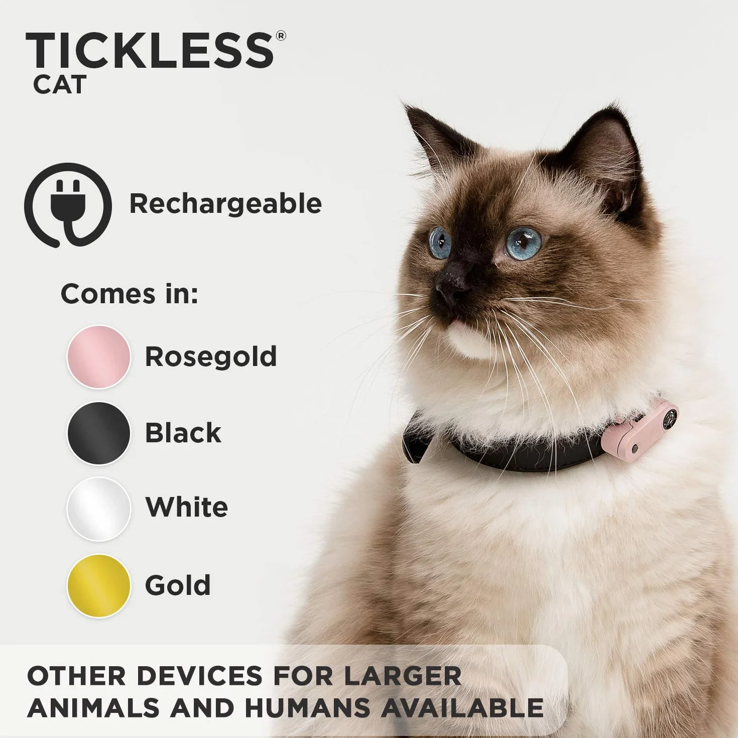 Tickless Mini Cat Répulsif Rechargeable Ultrason Anti-tiques Puces Or Rose