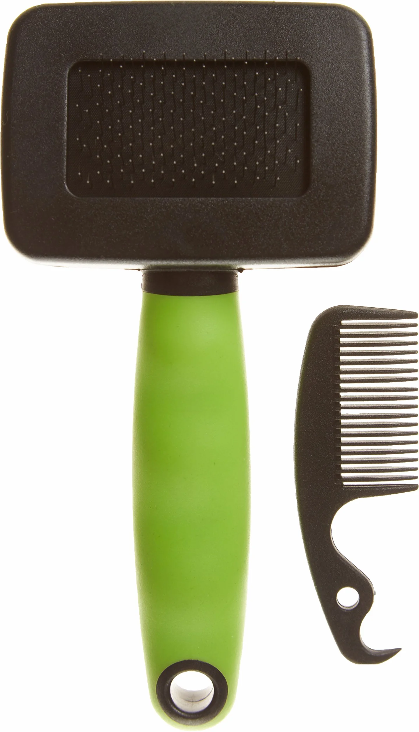 Ferplast Brosse Carde pour Chats Poils Mi‑longs à Longs Picots Inclinés Acier Inoxydable Poignée Ergonomique Souple Peigne Supplémentaire Inclus Taille S Vert