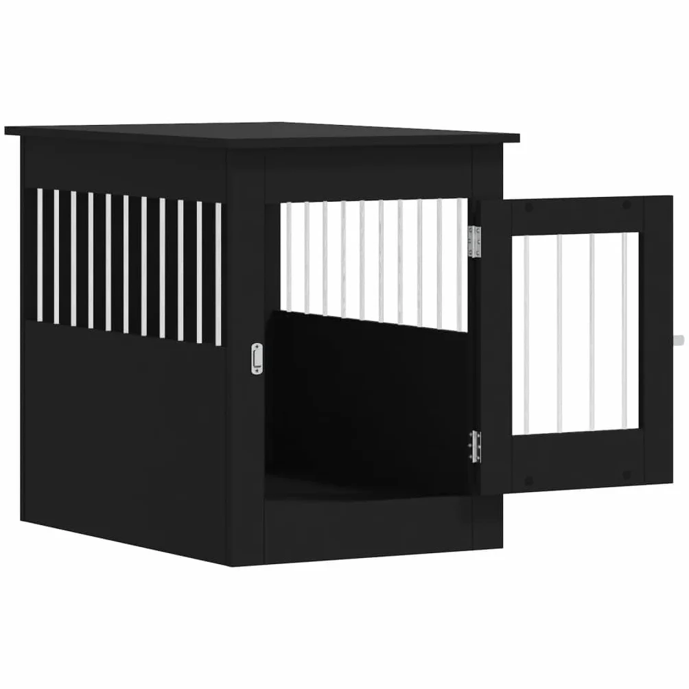 Tidyard Meuble de Cage pour Chiens Noir 55x80x68 cm Bois d'ingénierie, Cage pour Chiens de Petite Taille, Cage pour Chien avec Porte Verrouillable