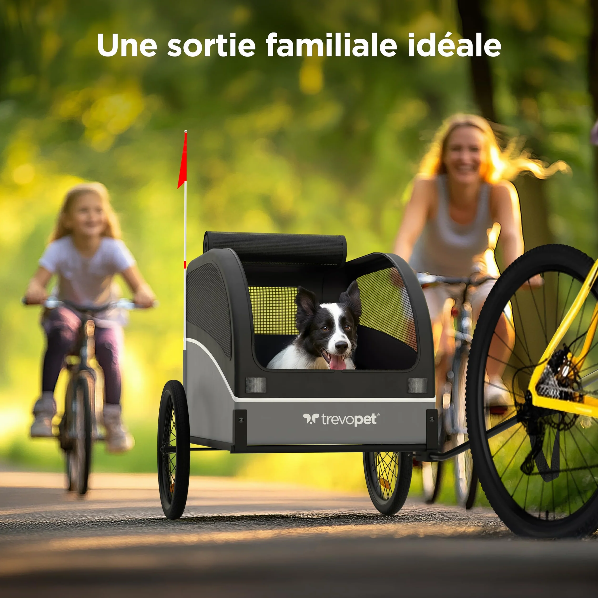 Remorque Velo Chien – Chariot Pliable avec attelage et réflecteurs – Carriole étanche Jusqu’à 40 kg – Compatible avec vélos électriques – Noir