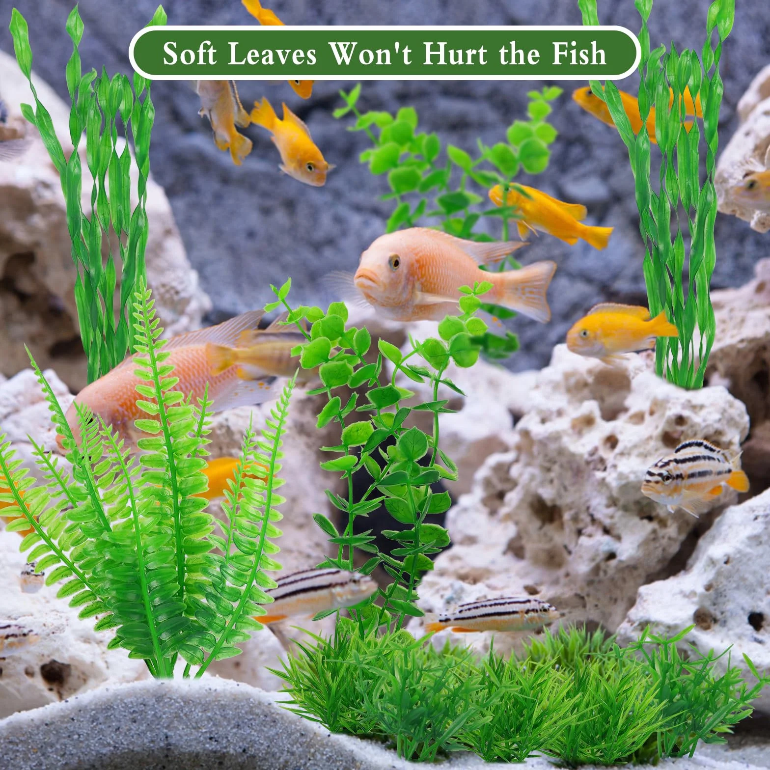 Plante Aquarium 18 PCS Artificielle Plastique Décoration Accessoires Poisson Terrarium