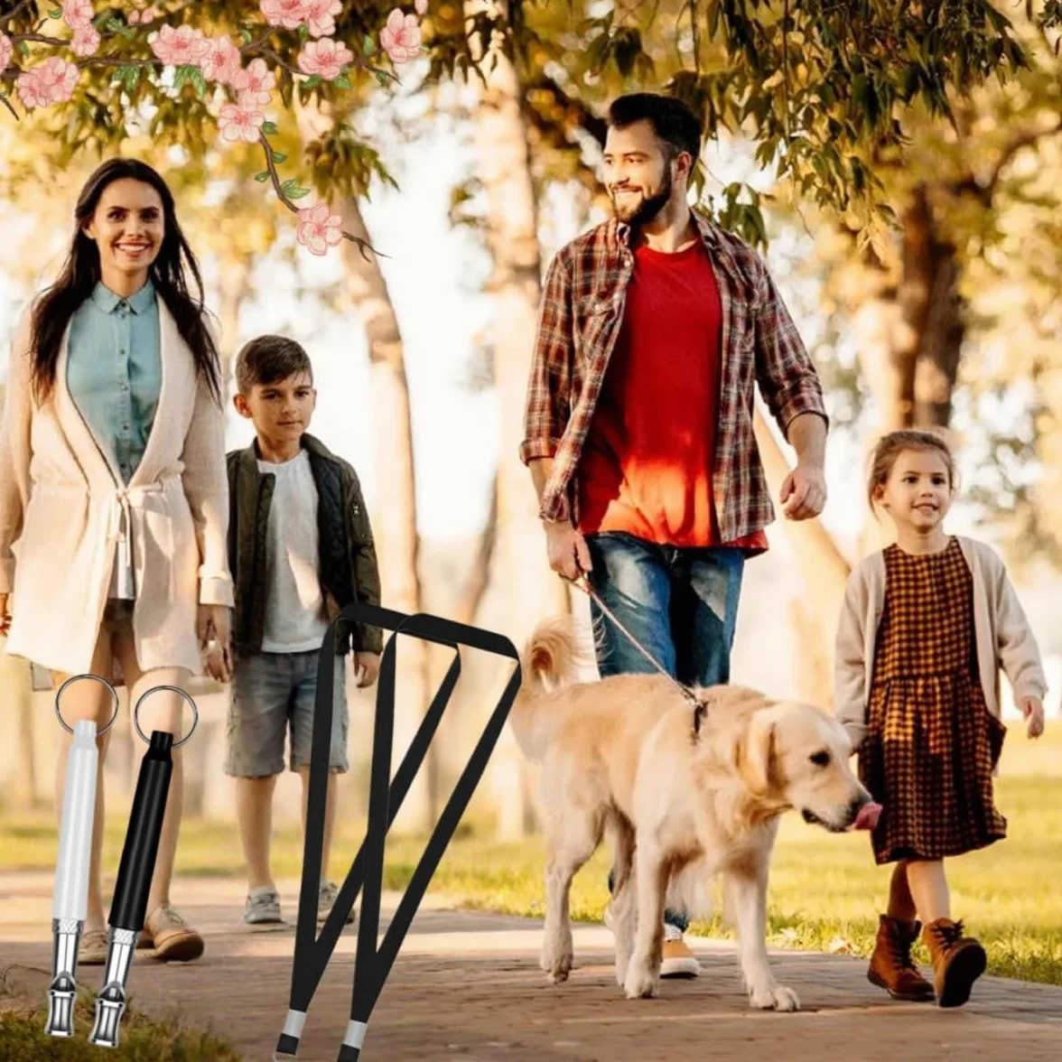 Sifflet à Ultrasons pour Chien Silencieux 2 Pièces Anti Aboiement Haute Fréquence Réglable avec Lanière Dressage Rappel