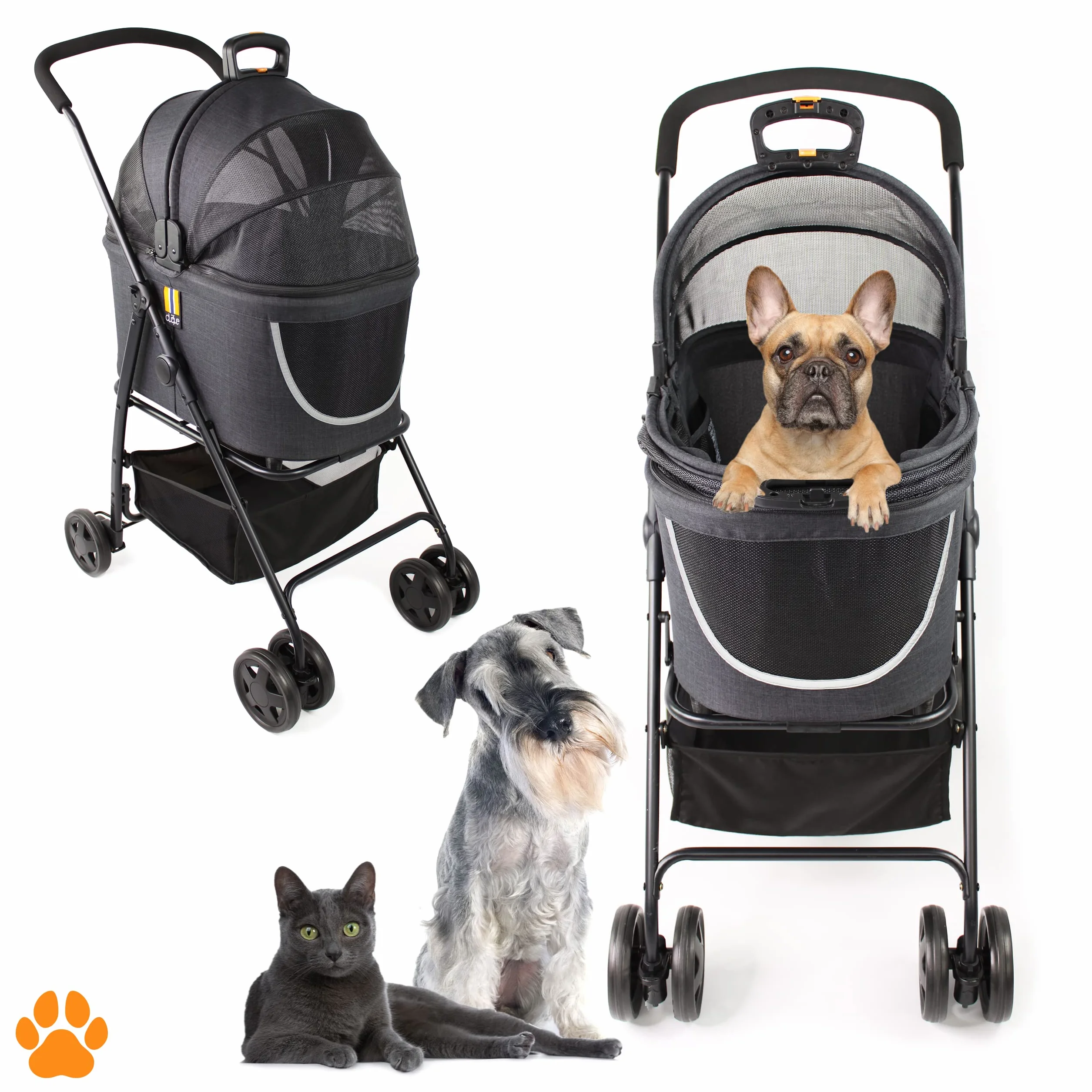 Coco 2IN1 - Poussette 2 en 1 pour Animaux de Compagnie | 15 kg | Poussette Chien avec Panier pour Courses ou Accessoires | Pliable sur Roulettes Flexibles et Maniables pour un Confort Optimal