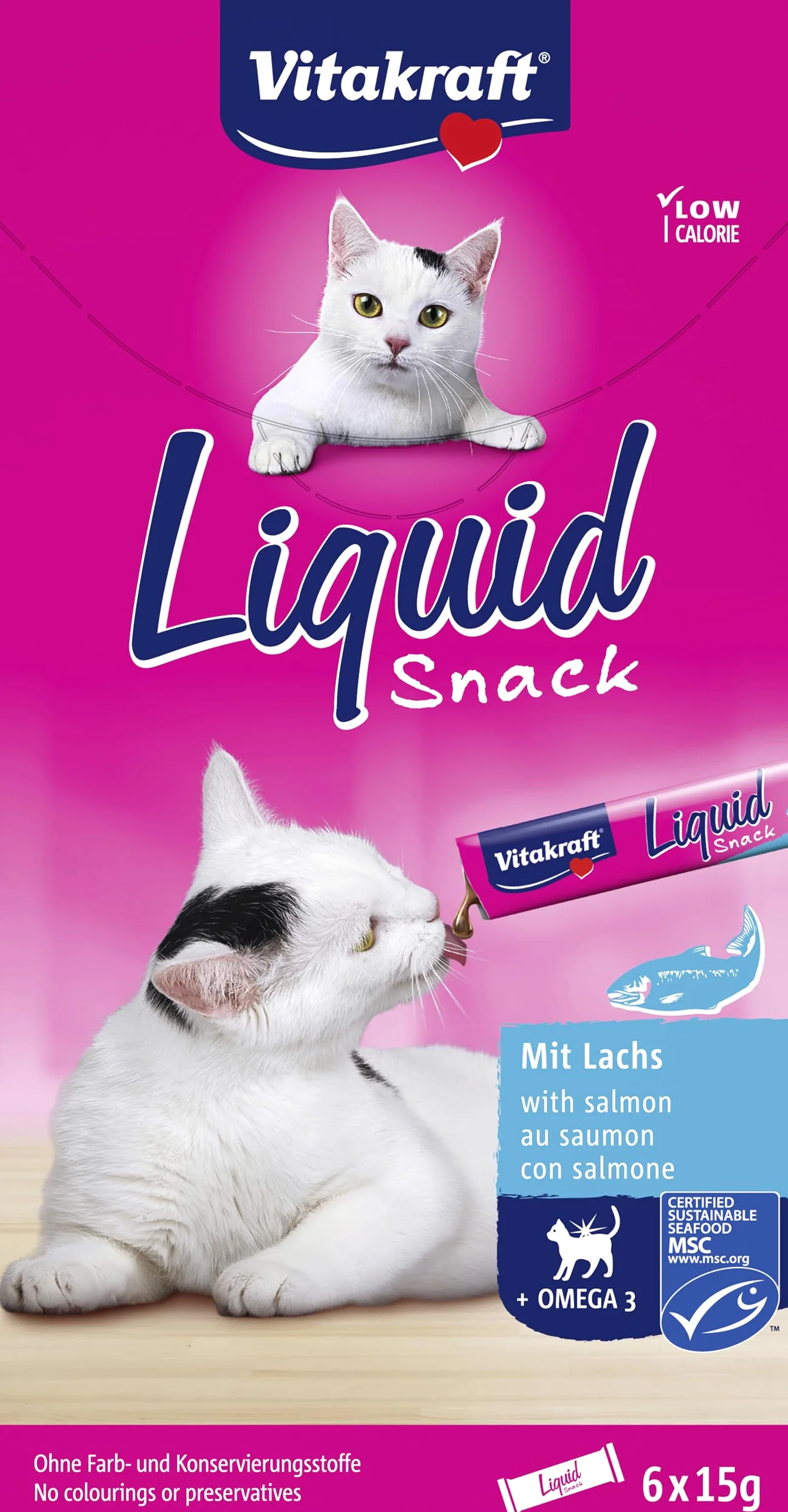 Snacks Vitakraft pour Chats Saumon de collation Liquide pour Chats - 11 x 90g