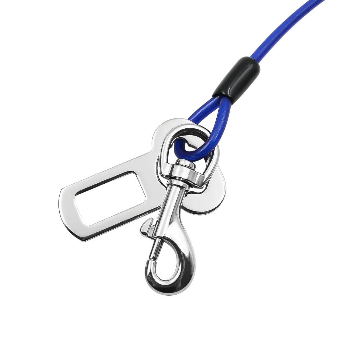 Lot de 2 ceintures de sécurité pour chien en corde d'acier pour voiture, câble d'attache sans mastication avec double clips et fixation de loquet