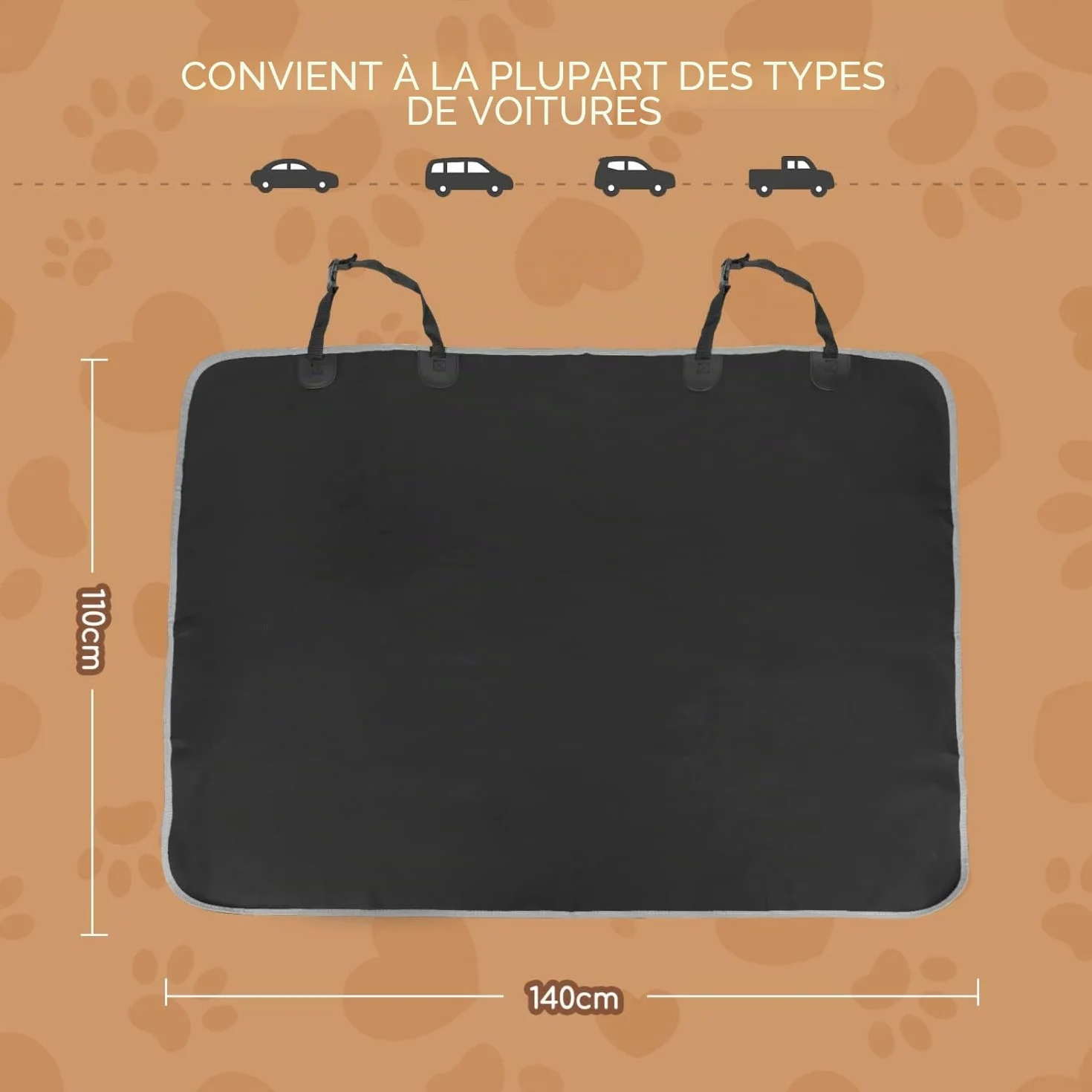 Nobleza Housses de sièges pour Chiens pour véhicules, Housses de siège de Voiture arrière en Tissu Oxford imperméable résistant aux rayures antidérapantes